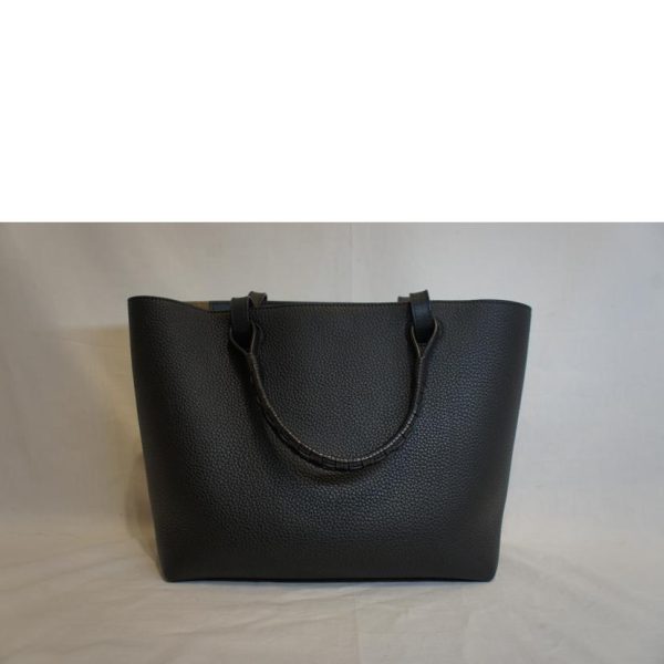 13399 2 Loewe Embossed Logo Anagram Leather Tote Bag Black