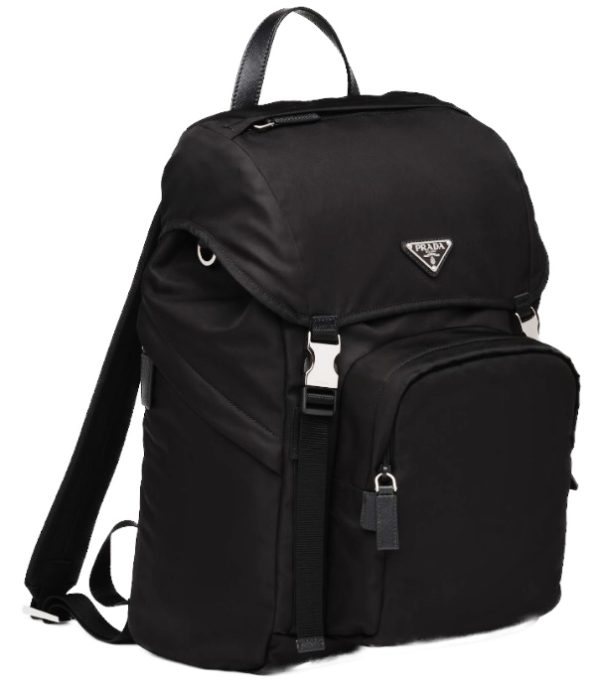 135 Prada Re Nylon Bag Pack Rucksack Triangle Logo Plate