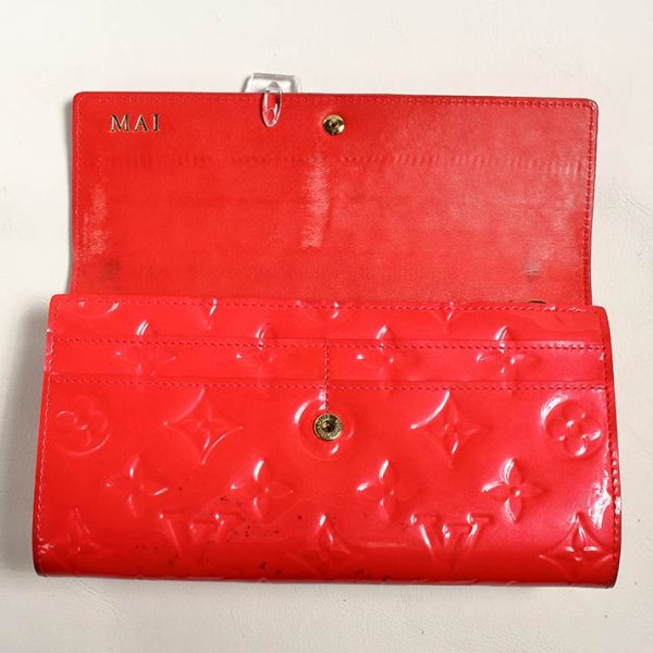 13584 5 Louis Vuitton Portefeuille Sala Long Wallet Leather Red