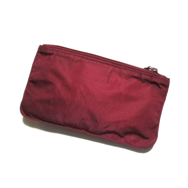 136023 2 Prada Saffiano Triangle Nylon Pouch Bag Triangle Plate Red