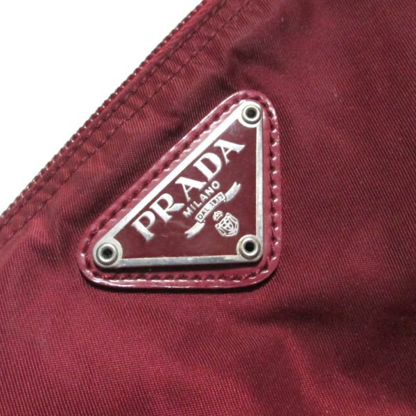 136023 4 Prada Saffiano Triangle Nylon Pouch Bag Triangle Plate Red