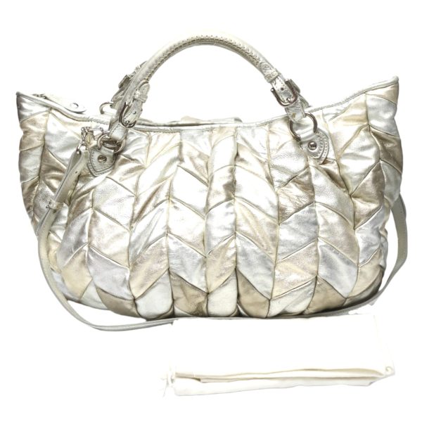 1402280002035 1 1 Miu Miu 2WAY Nappa Patch Bag Silver