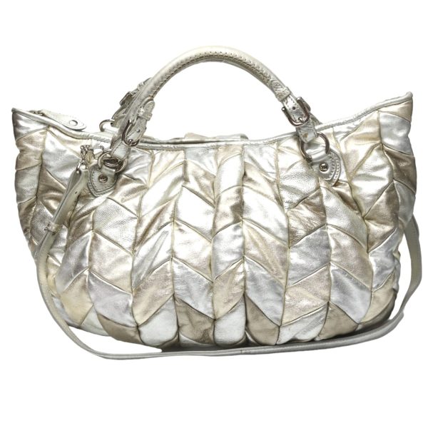 1402280002035 1 2 Miu Miu 2WAY Nappa Patch Bag Silver