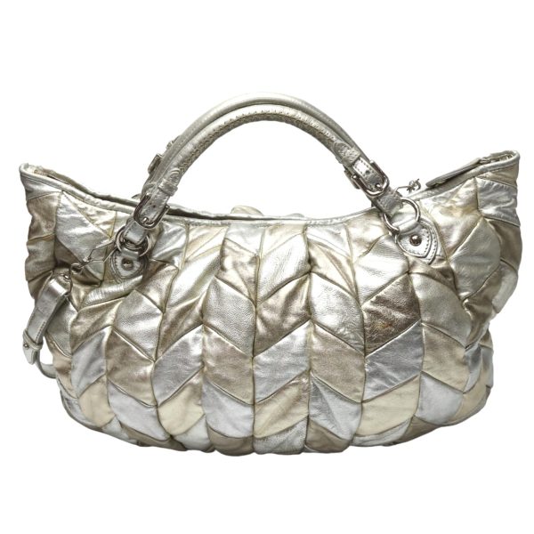 1402280002035 1 3 Miu Miu 2WAY Nappa Patch Bag Silver