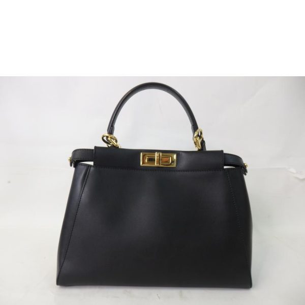 14304 2 Fendi Peekaboo Leather Back 2 Way Bag Black