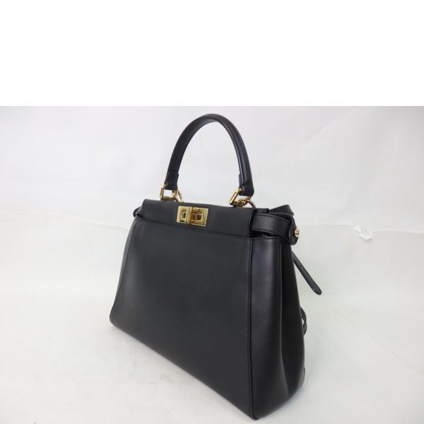 14304 3 Fendi Peekaboo Leather Back 2 Way Bag Black