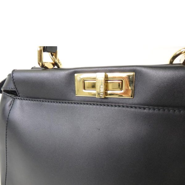 14304 6 Fendi Peekaboo Leather Back 2 Way Bag Black