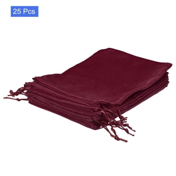 14436067 2 Patikil Velvet Drawstring Bag Burgundy