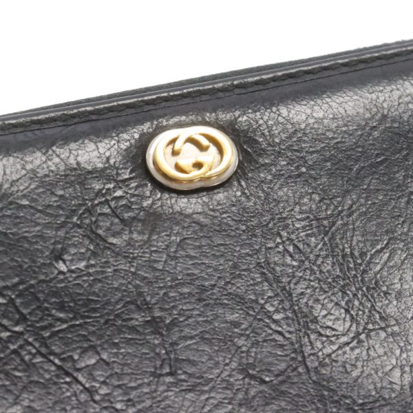 1524e140010 5 GUCCI Interlocking G Round Zipper Long Wallet Leather Black