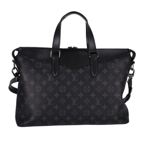 15561 2 Louis Vuitton Briefcase Monogram Eclipse Leather Business Bag Black