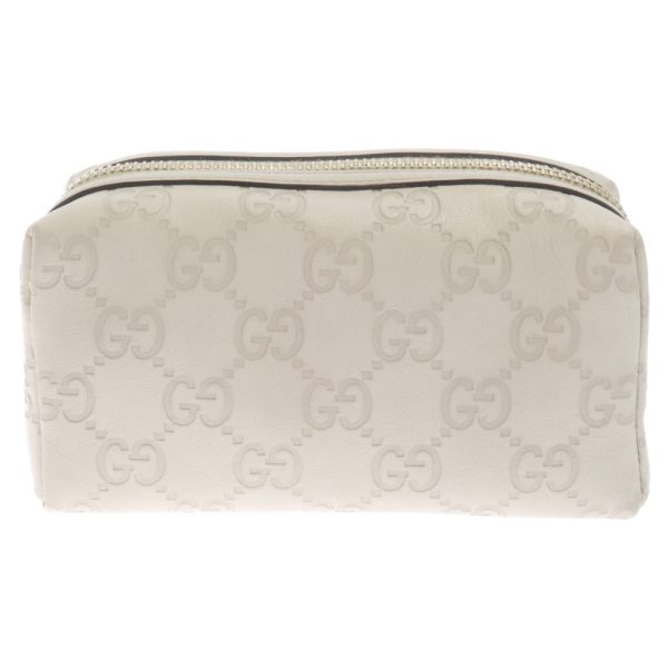 1624e260013 1 Gucci Gg Embossed Accessory Pouch Leather Beige