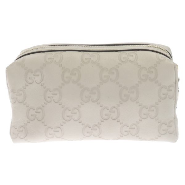 1624e260013 2 Gucci Gg Embossed Accessory Pouch Leather Beige