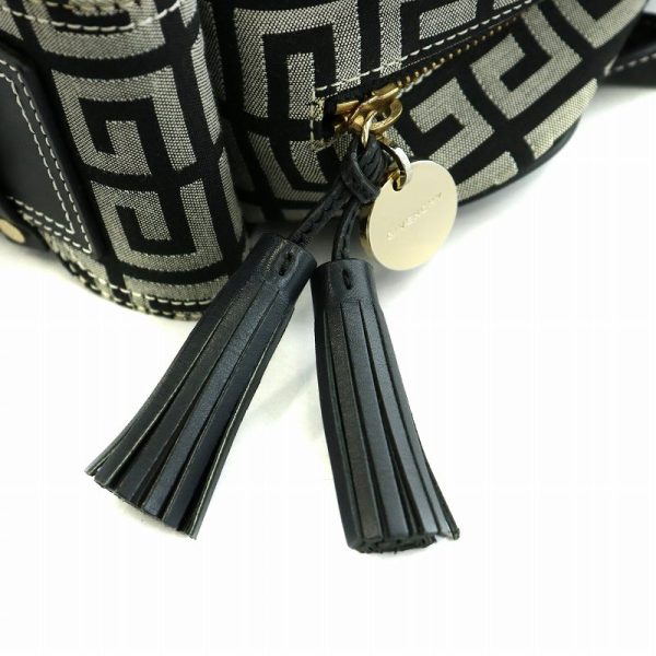 165 802405300002 8 Givenchy Mini Boston Handbag G Pattern Canvas Leather Logo Tassel Black Gray