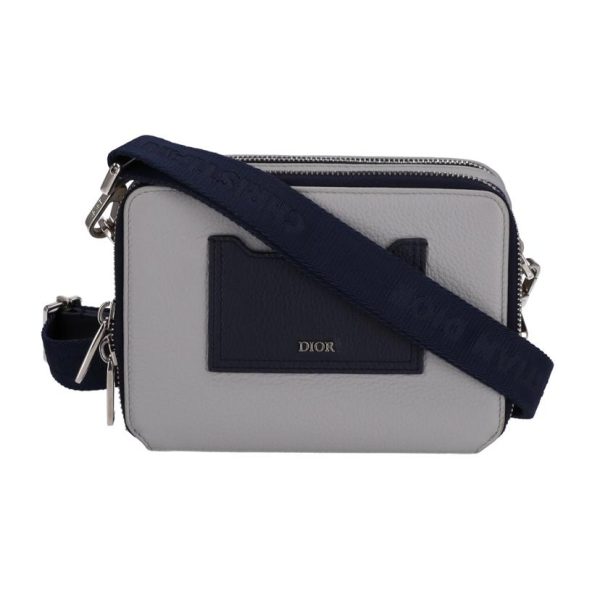 16994 1 Dior Calf Leather Double Zip Shoulder Pouch