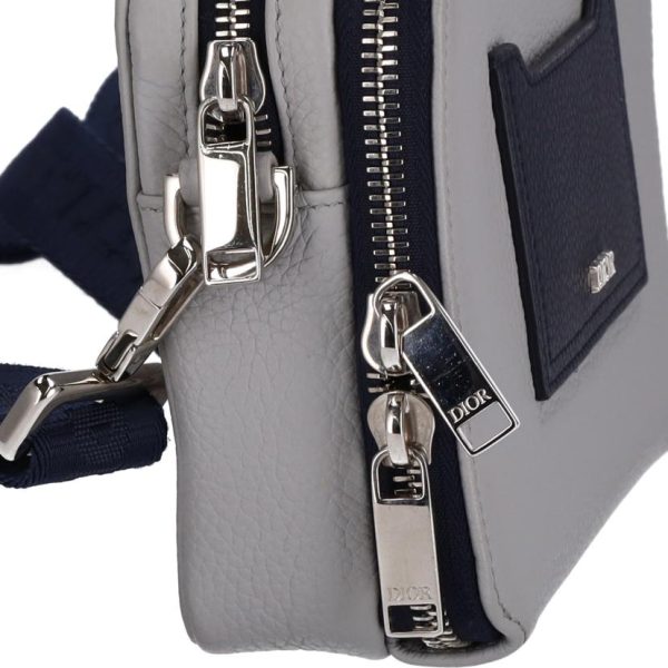 16994 10 Dior Calf Leather Double Zip Shoulder Pouch