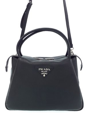 1724279860019 Prada Nylon Patent Shoulder Bag Black