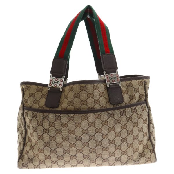 1724b100012 2 GUCCI GG Canvas Tote Bag Canvas Beige