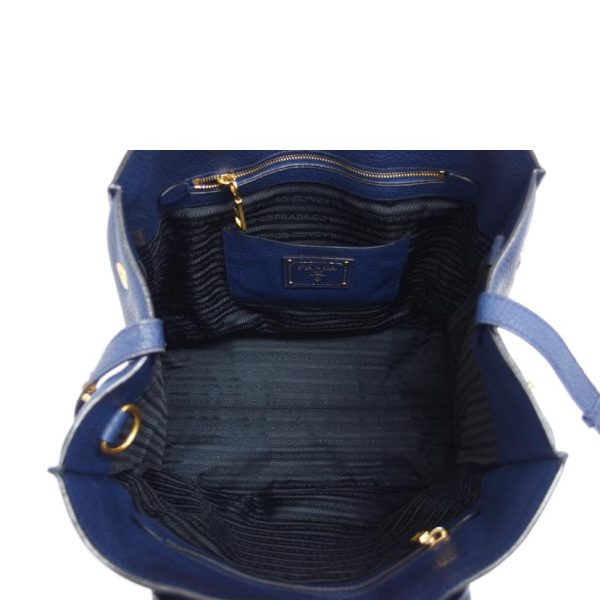 19620 5 Prada Leather 2way Tote Bag Blue