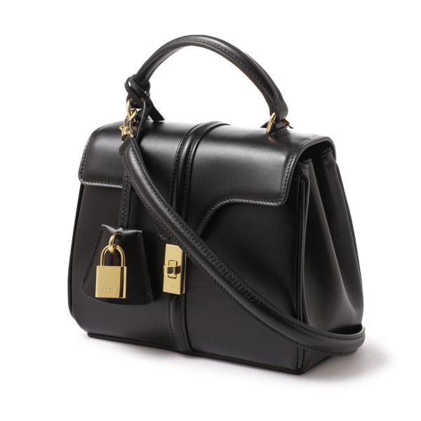 19798 3bey 38no01 Celine Calfskin Handbag Mini Saise Black