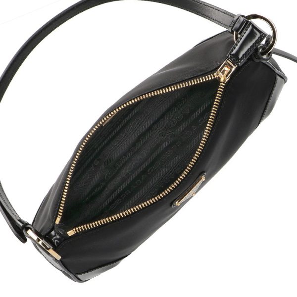 1bc201 2 Prada Handbag Nylon Leather Black Gold