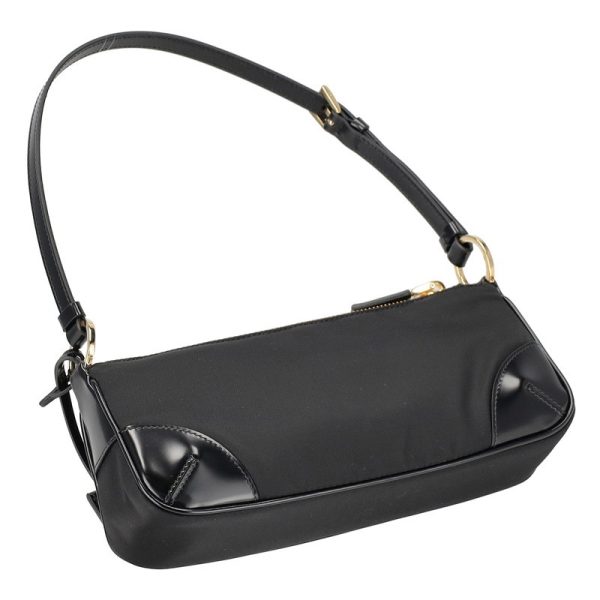 1bc201 3 Prada Handbag Nylon Leather Black Gold