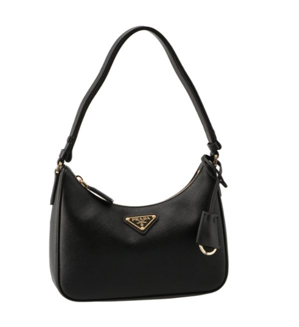 1bc204 n 7 Prada Shoulder Bag Leather Black Gold