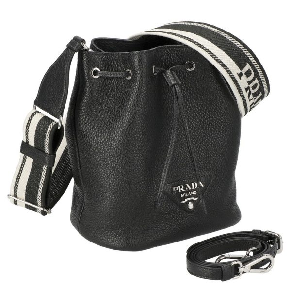 1be060 1 Prada Shoulder Bag Soft Calf Leather Black Silver