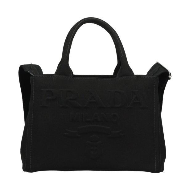 1bg439 kao 1 Prada Canapa 2way Bag Cotton Black Silver