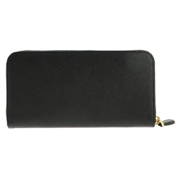 1ml506 strian nero 3 Prada Round Zipper Long Wallet Embossed Leather Black Gold