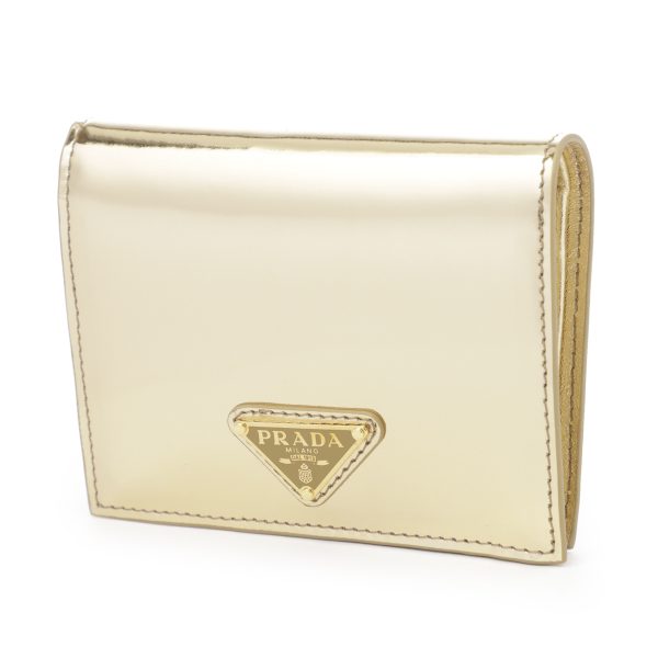 1mv204 2cle f052202 Prada Bifold Wallet with Coin Purse Gold