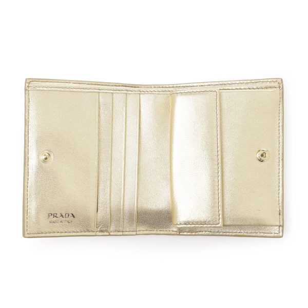 1mv204 2cle f052204 Prada Bifold Wallet with Coin Purse Gold