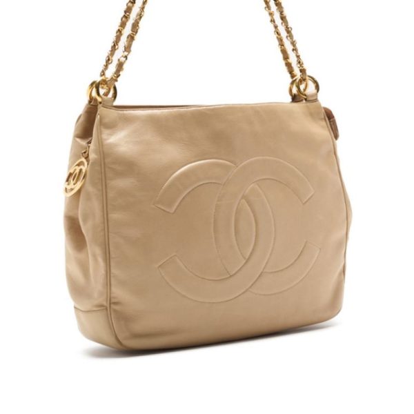 1noqyw6zpgy5v 3 Chanel Matelasse Coco Mark Circle Charm Chain Shoulder Lambskin Beige Gold