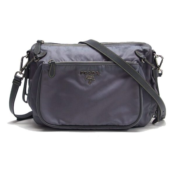 OLYMPUS DIGITAL CAMERA Prada Nylon Shoulder Bag Logo Gray