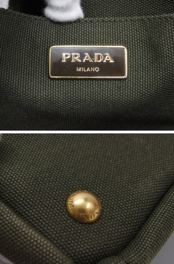 1pr00333 9 Prada Canapa Tote Bag 2way Bijou Moss Green