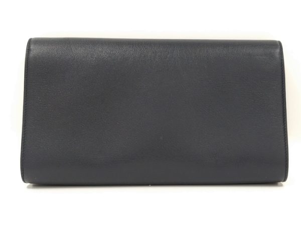 oplus 256 Saint Laurent Leather YSL Logo Clutch Bag Navy