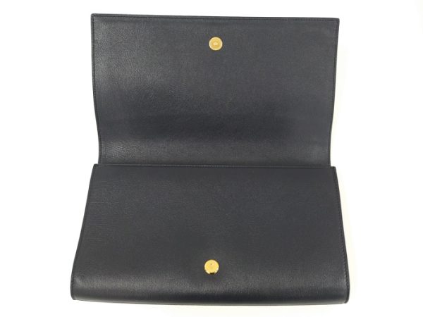 oplus 288 Saint Laurent Leather YSL Logo Clutch Bag Navy