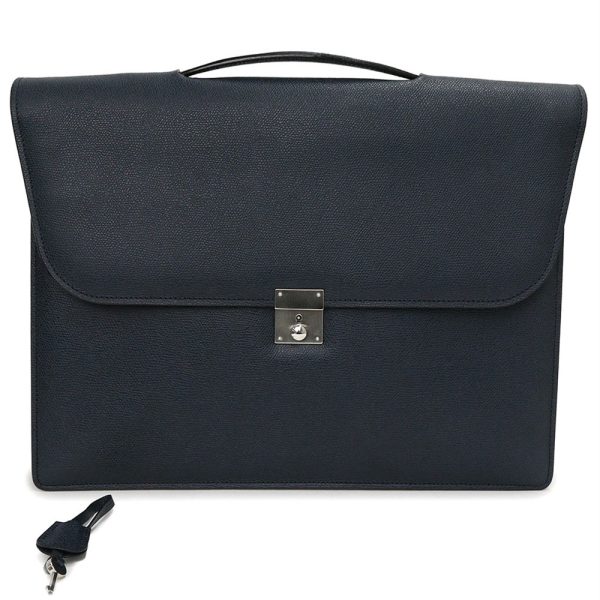 200003934019 2 Valextra Triennale Briefcase Business Handbag Soft Calf Leather Navy