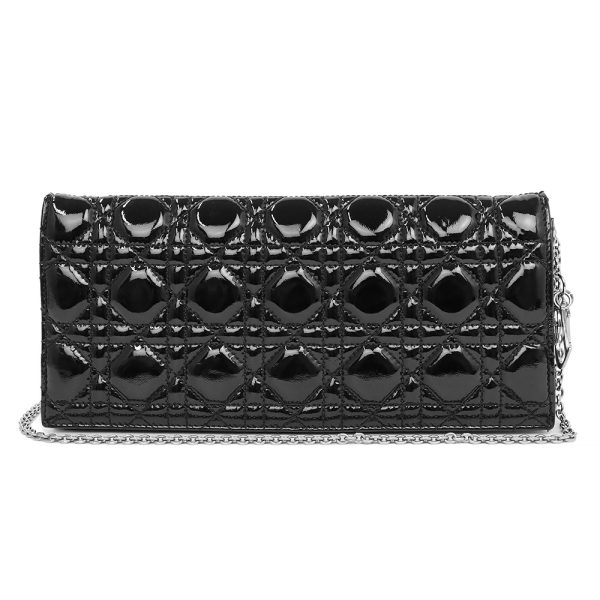 200004040019 Christian Dior Cannage Shoulder Clutch Leather Black