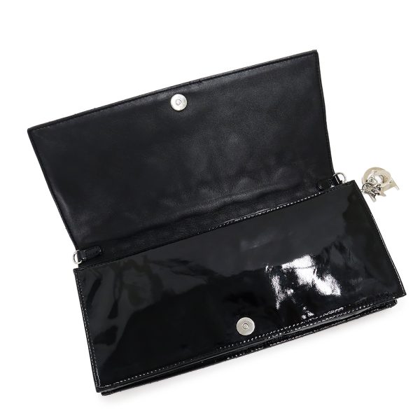 200004040019 12 Christian Dior Cannage Shoulder Clutch Leather Black