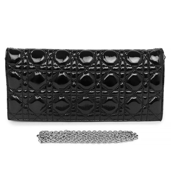 200004040019 2 Christian Dior Cannage Shoulder Clutch Leather Black