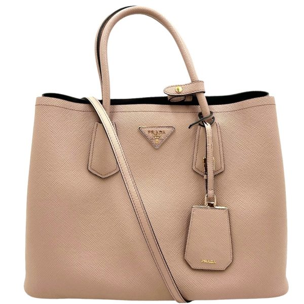 2000043246900208 7 Prada 2way Triangle Logo Shoulder Handbag Beige