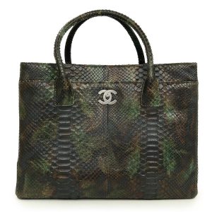 200004489019 Chanel Executive Python Tote Exotic Leather Handbag Brown