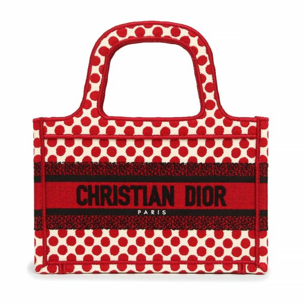 200004574019 Dior Book Tote Mini Bag Dior Amour Handbag Cotton Canvas Red