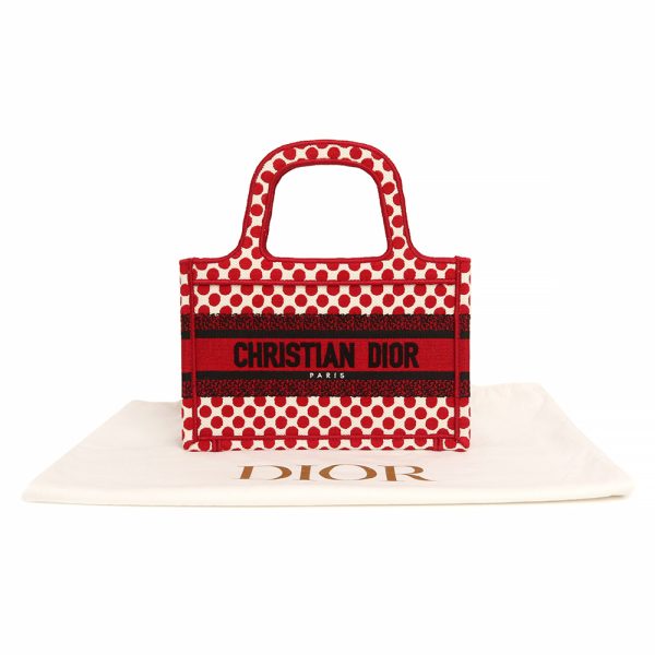 200004574019 2 Dior Book Tote Mini Bag Dior Amour Handbag Cotton Canvas Red