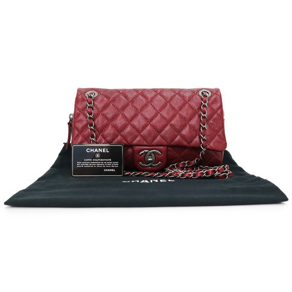 200004730019 2 Chanel Matelasse 25 Single Flap W Chain 2way Caviar Skin Wine Red