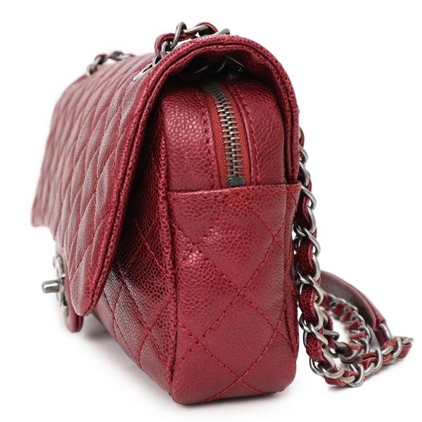 200004730019 5 Chanel Matelasse 25 Single Flap W Chain 2way Caviar Skin Wine Red