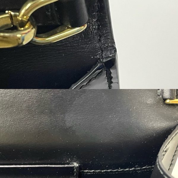 2000048246900088 12 Prada Mini Bag Chain Shoulder Flap Bag Triangle Logo Patent Leather Black Gold