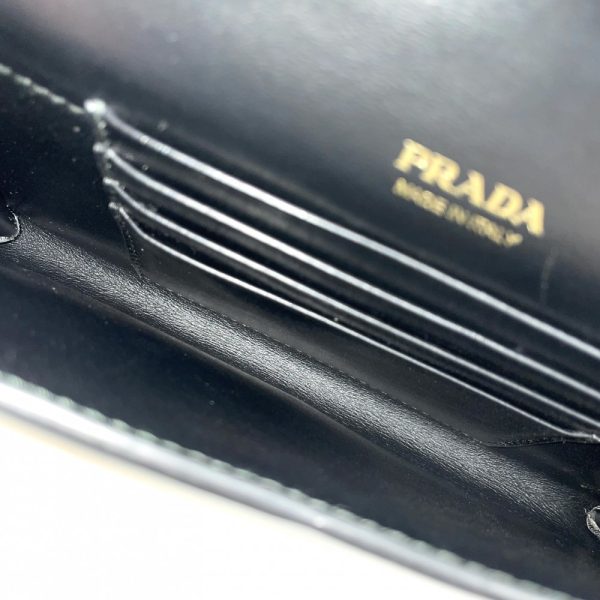 2000048246900088 7 Prada Mini Bag Chain Shoulder Flap Bag Triangle Logo Patent Leather Black Gold