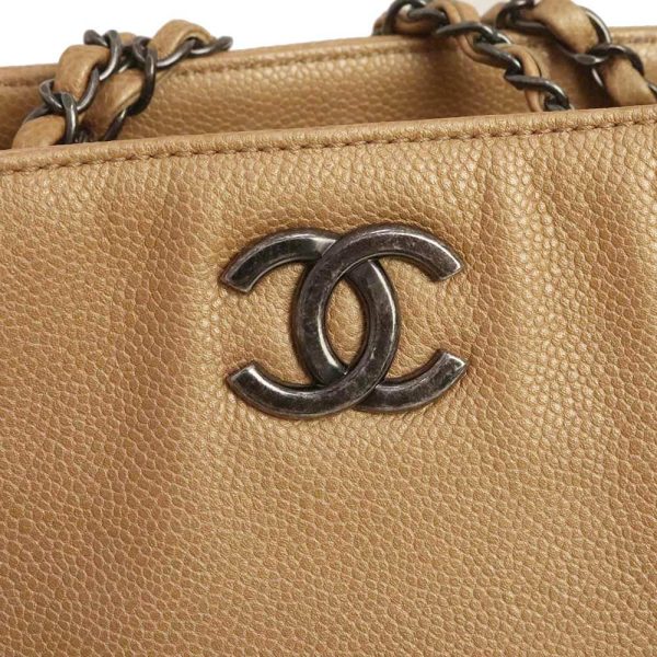 200005186019 10 Chanel Chain Tote Shoulder Bag Caviar Skin Beige