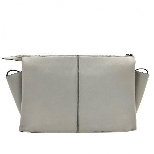 2000061246901375 3 Celine 2Way Trifold Shoulder Bag Clutch Gray Gold Hardware